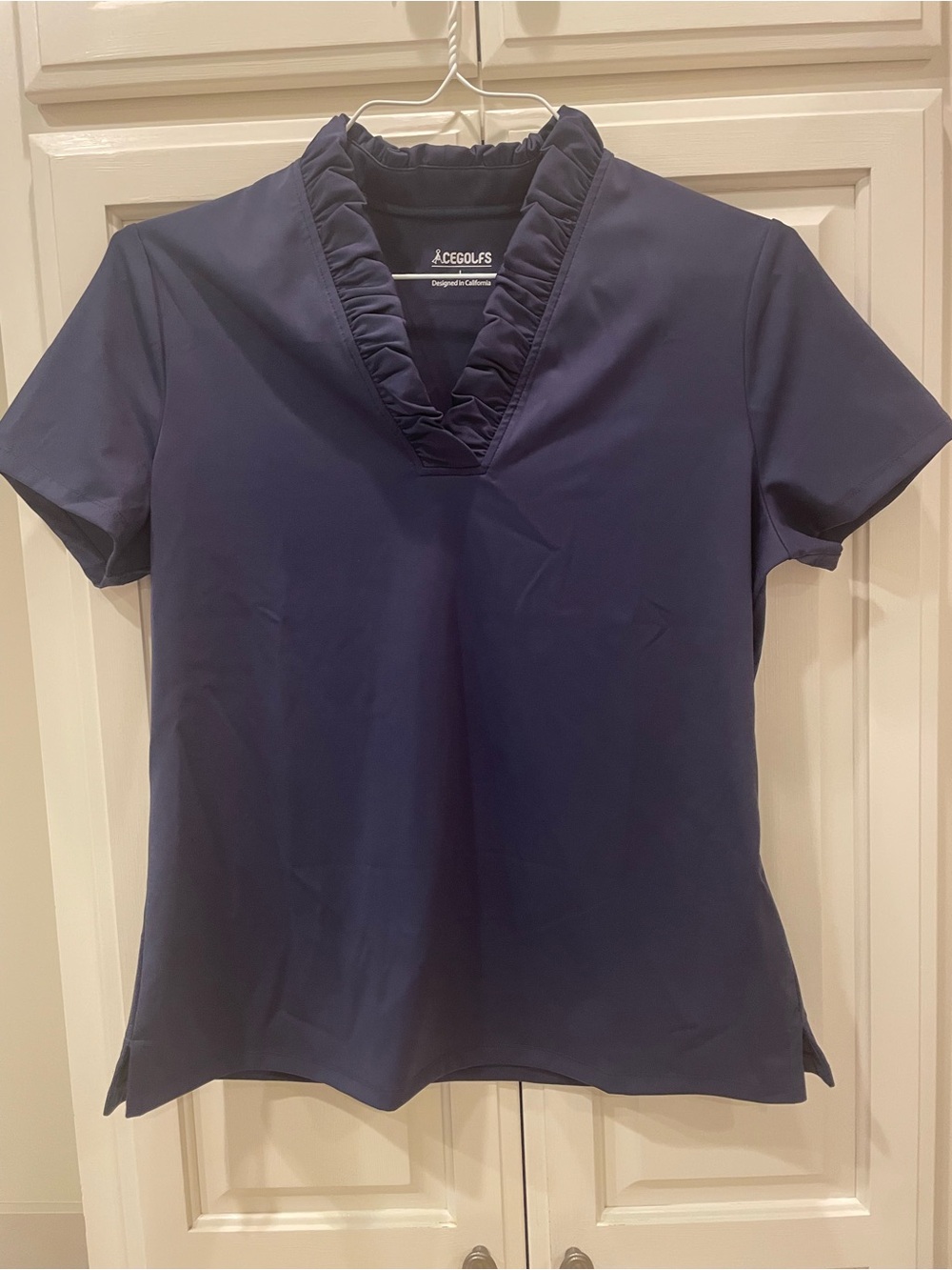 Ruffle V-Neck Performance Polo Top - Picture 6 of 12
